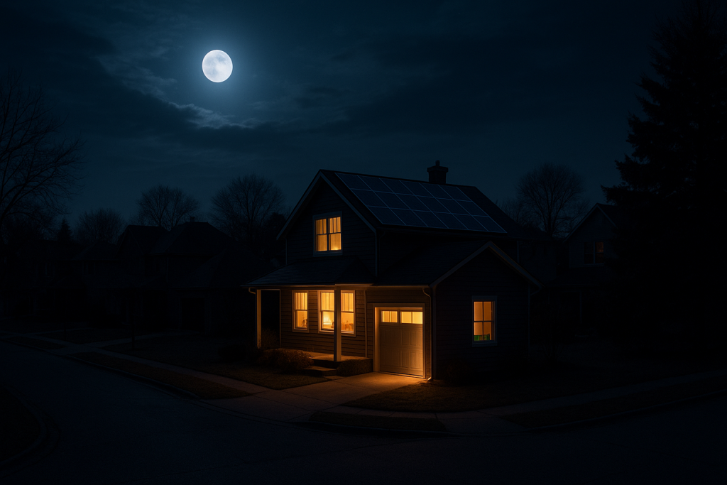 בית עם אל פסק מואר באמצע הפסקת חשמל